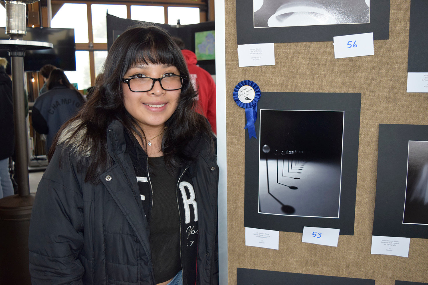 Zandy Valencia Bamac, from Liberty School District, won both the Student Choice Award and the Artist Choice Award for her black-and-white photography. ..